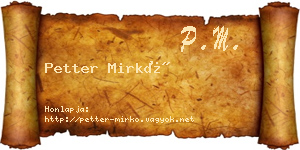 Petter Mirkó névjegykártya